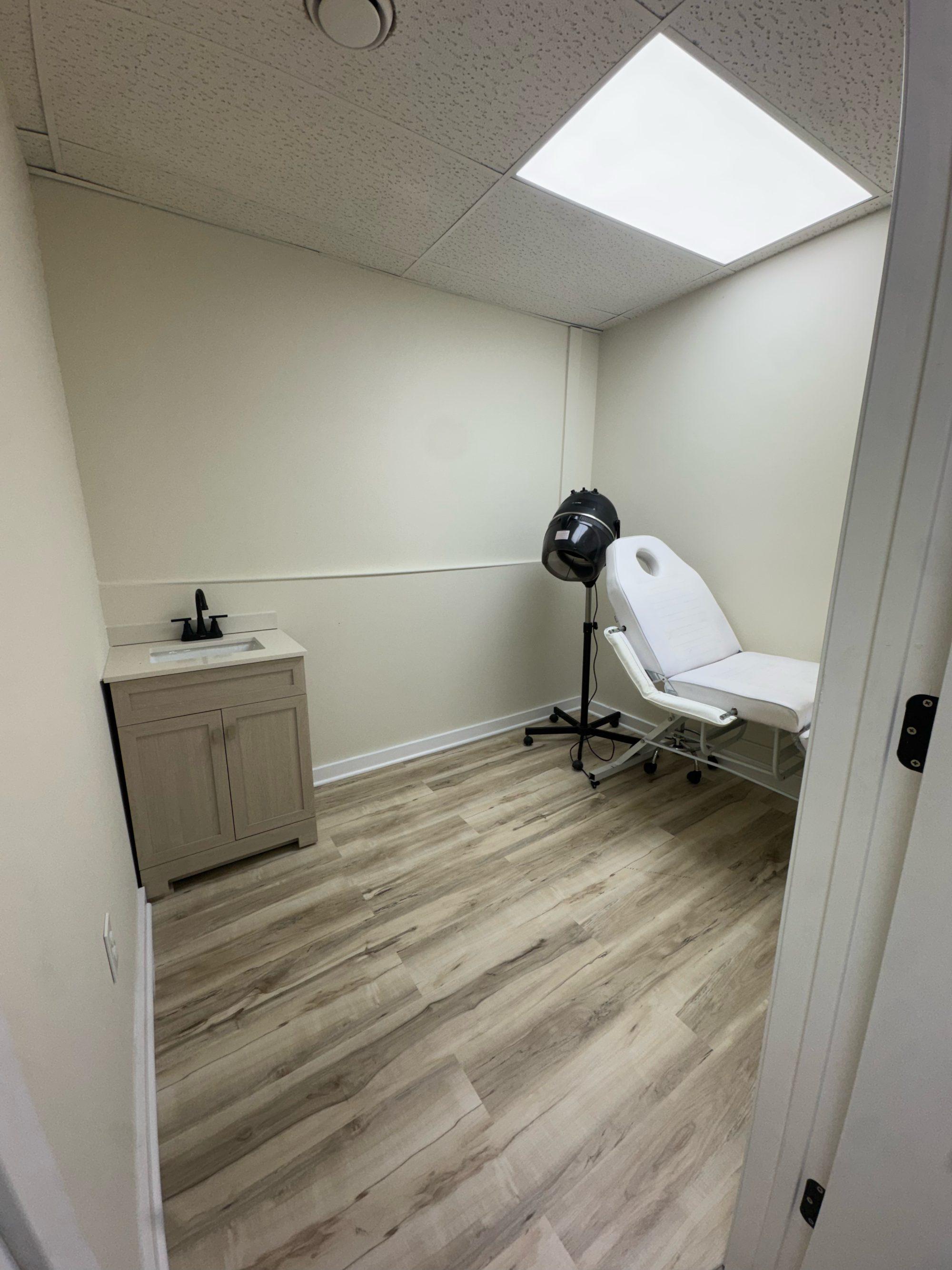 Private suite set up as a treatment room